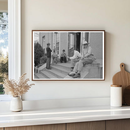 Men on Steps of Post Office Lafayette Louisiana 1938 - Available at KNOWOL