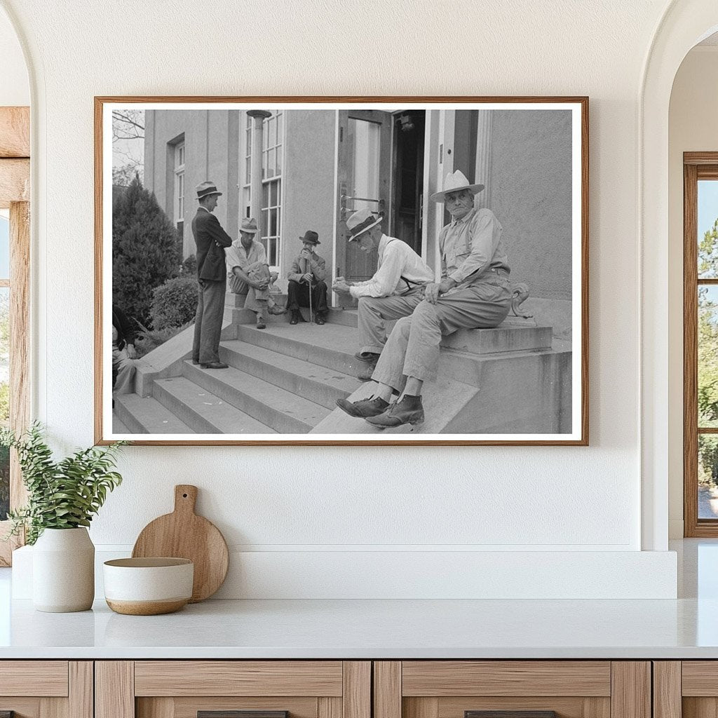 Men on Steps of Post Office Lafayette Louisiana 1938 - Available at KNOWOL