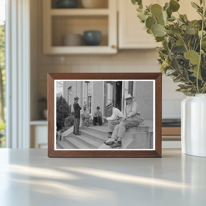 Men on Steps of Post Office Lafayette Louisiana 1938 - Available at KNOWOL