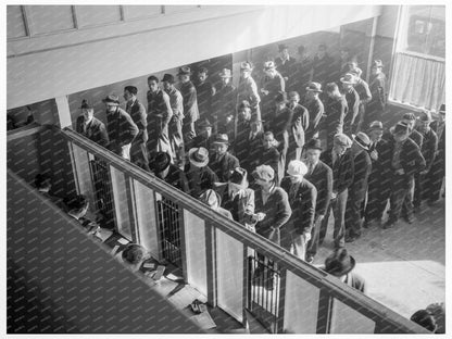 Men Registering for Unemployment Benefits San Francisco 1938 - Available at KNOWOL