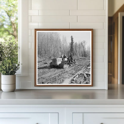 Men Riding Tractor from Lumber Camps Minnesota June 1937 - Available at KNOWOL