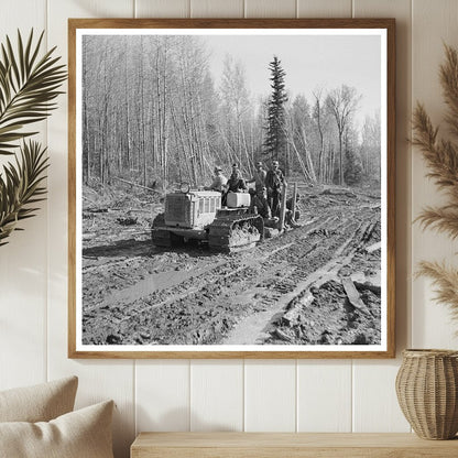 Men Riding Tractor from Lumber Camps Minnesota June 1937 - Available at KNOWOL