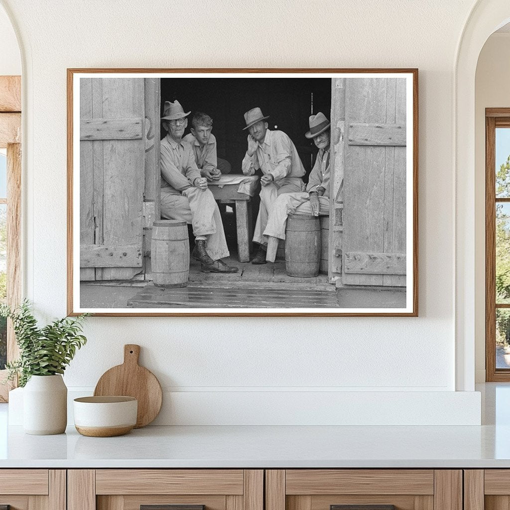 Men Seeking Shelter in Rustic Shack Norco Louisiana 1938 - Available at KNOWOL