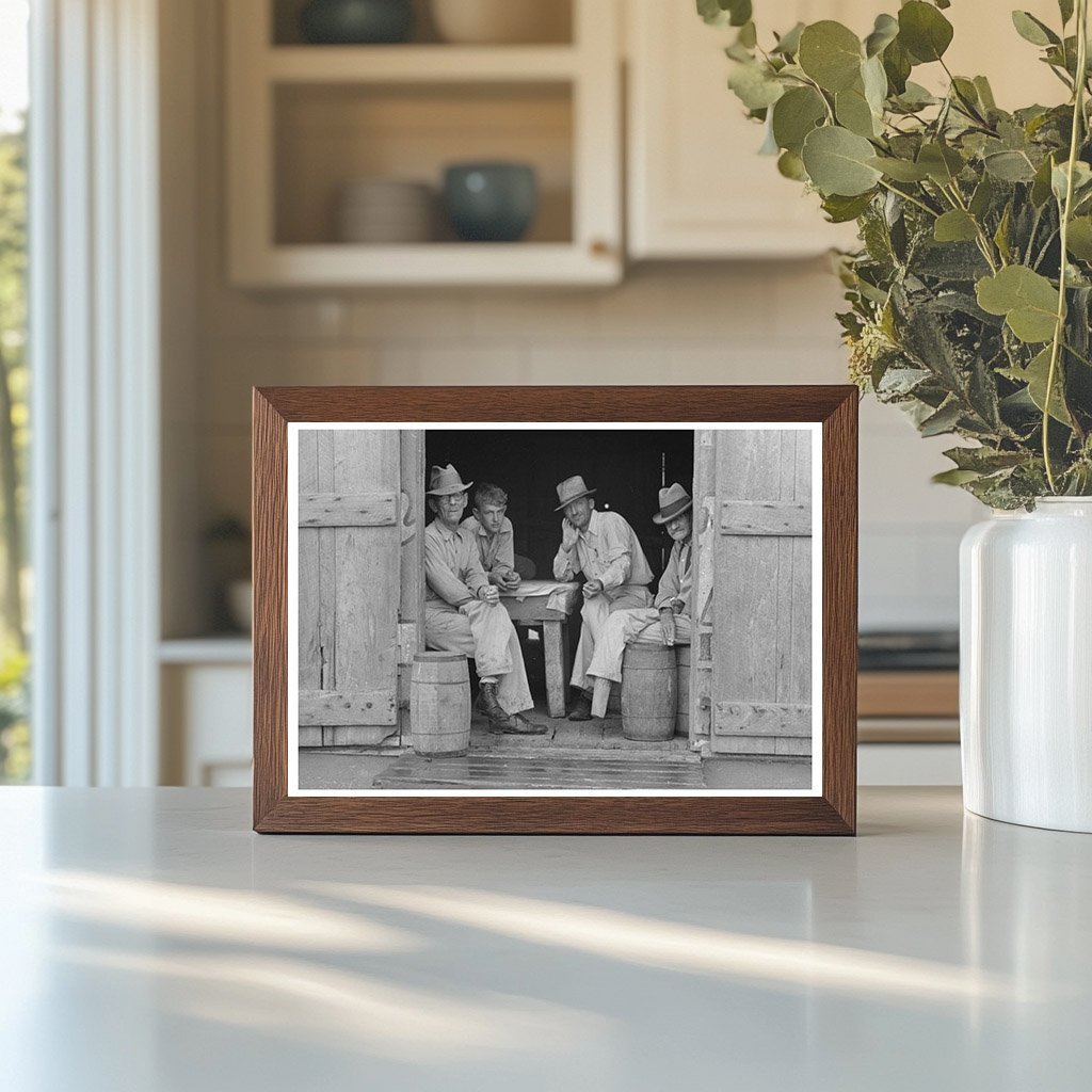 Men Seeking Shelter in Rustic Shack Norco Louisiana 1938 - Available at KNOWOL