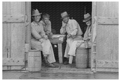 Men Seeking Shelter in Rustic Shack Norco Louisiana 1938 - Available at KNOWOL