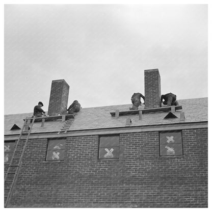 Men Working on Chimney Flashing in Greenhills Ohio 1937 - Available at KNOWOL