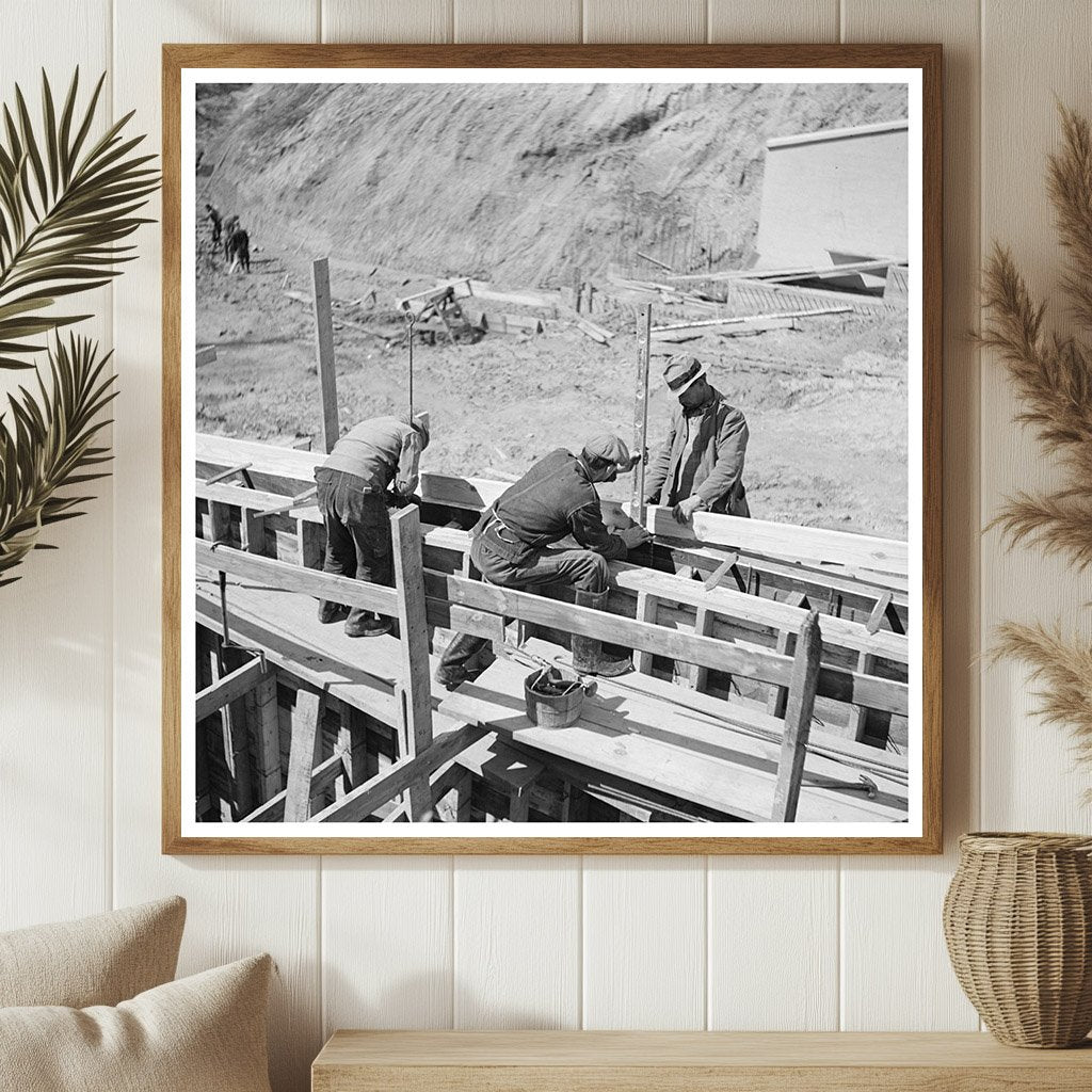 Men Working on Concrete Wall at Indiana Spillway 1937 - Available at KNOWOL