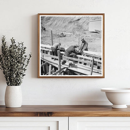 Men Working on Concrete Wall at Indiana Spillway 1937 - Available at KNOWOL