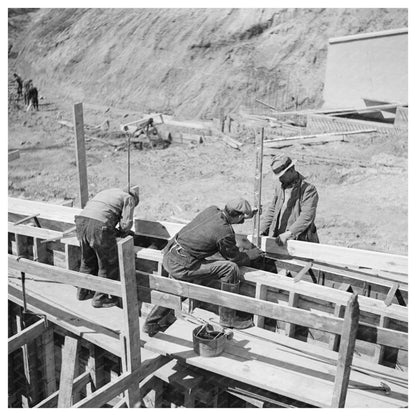 Men Working on Concrete Wall at Indiana Spillway 1937 - Available at KNOWOL