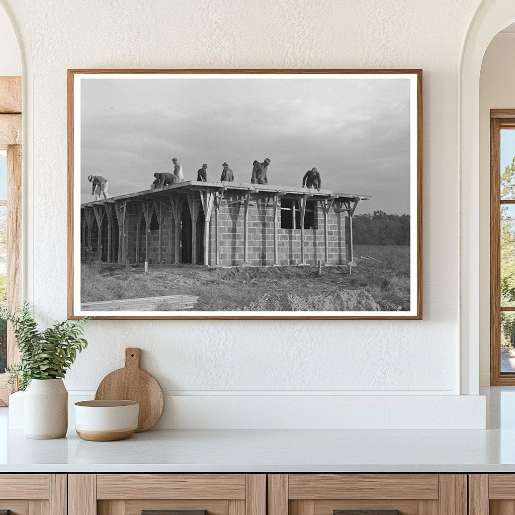 Men Working on Roof of House Under Construction 1936 - Available at KNOWOL