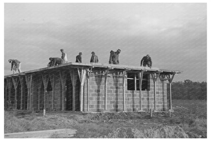 Men Working on Roof of House Under Construction 1936 - Available at KNOWOL