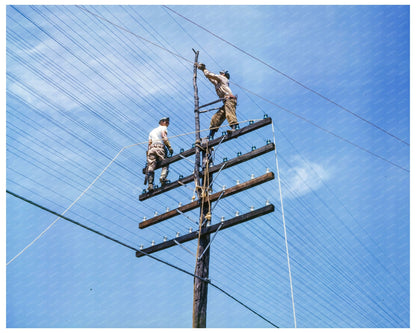 Men Working on Telephone Lines at TVA Dam June 1942 - Available at KNOWOL