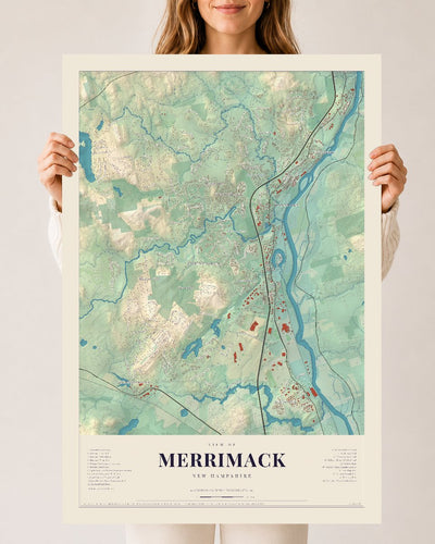 Merrimack, New Hampshire map print, 24 x 36 archival matte print
