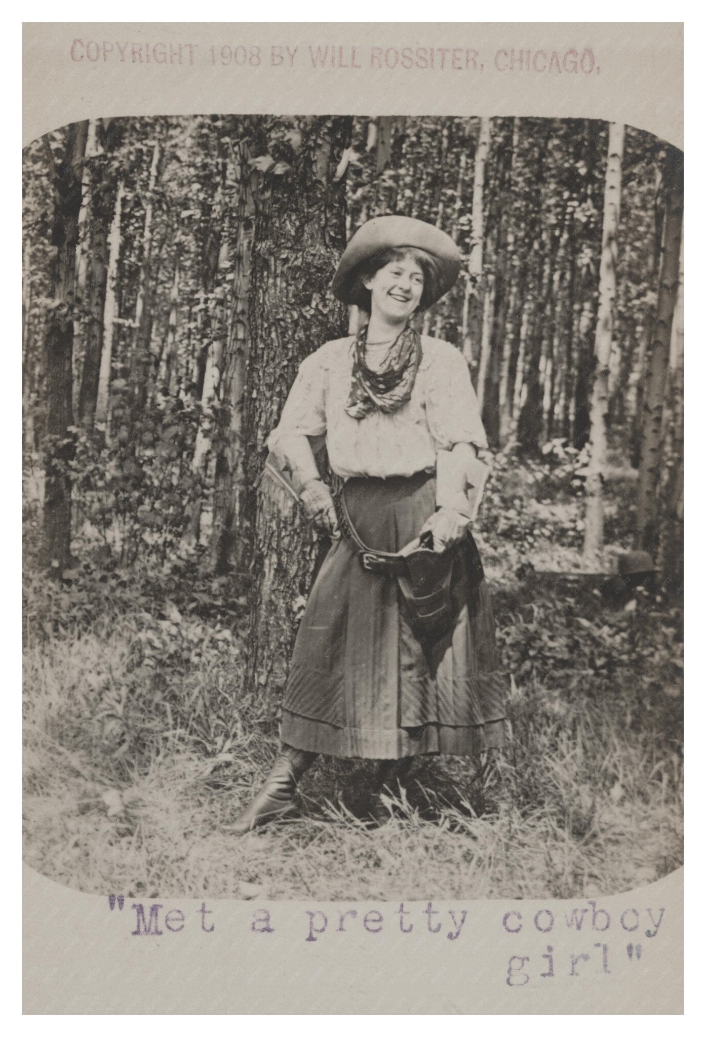 Met a Pretty Cowboy Girl 1908 Vintage Photo - Available at KNOWOL