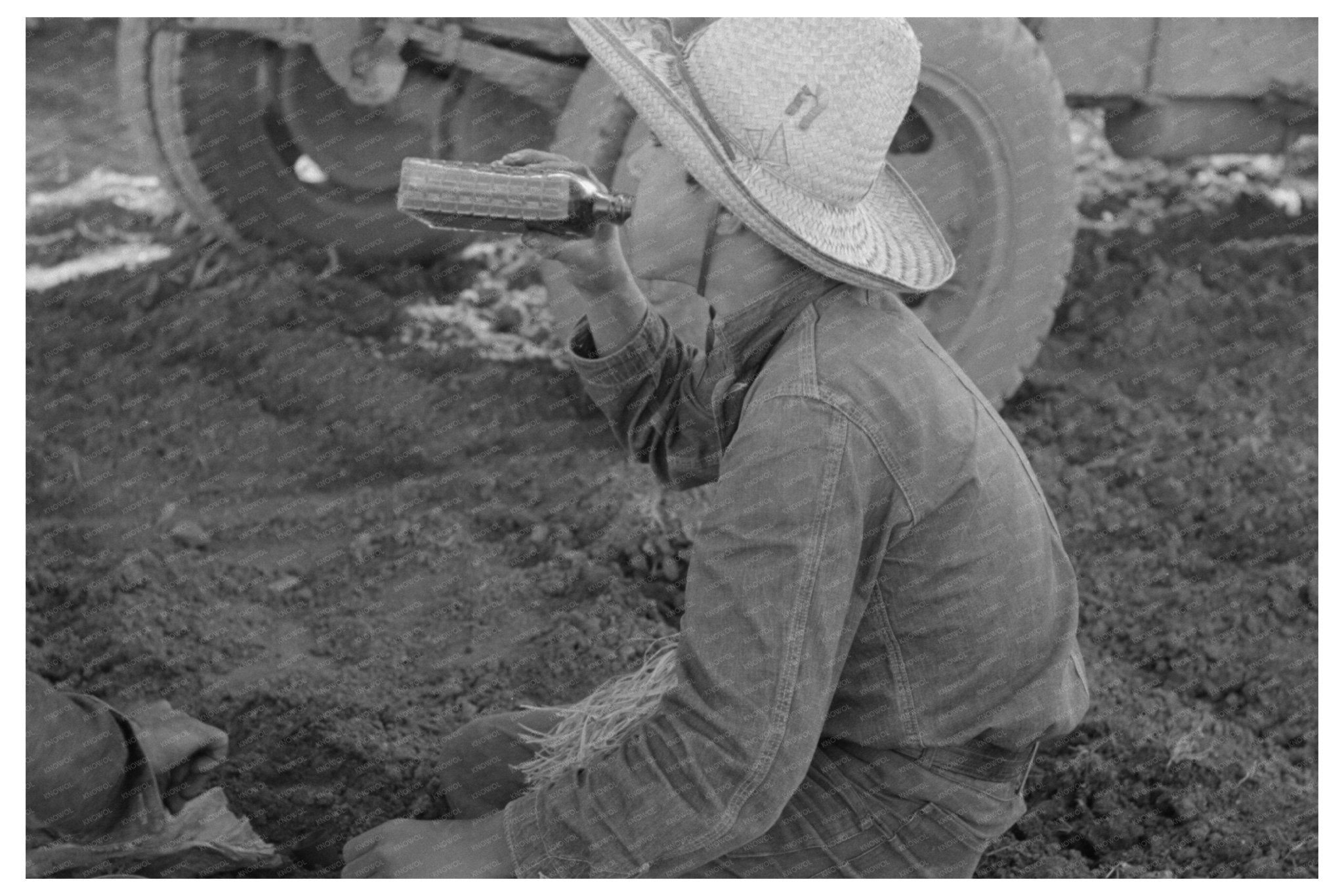 Mexican Boy Eating Breakfast in Santa Maria Texas 1939 - Available at KNOWOL