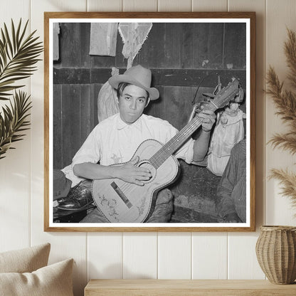 Mexican Boy Playing Guitar in Robstown Texas 1939 - Available at KNOWOL