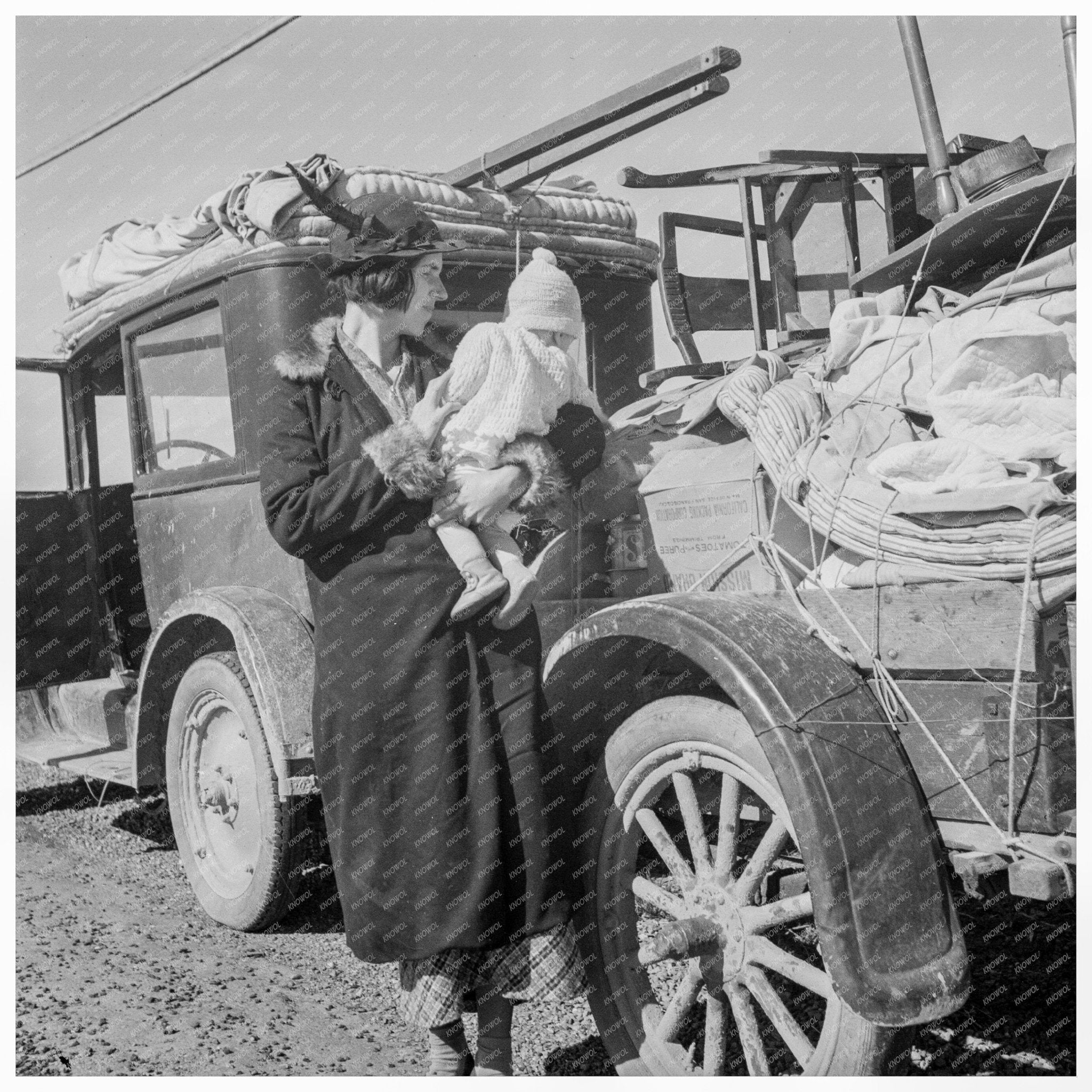 Mexican Child Tying Carrots in Coachella Valley 1937 - Available at KNOWOL