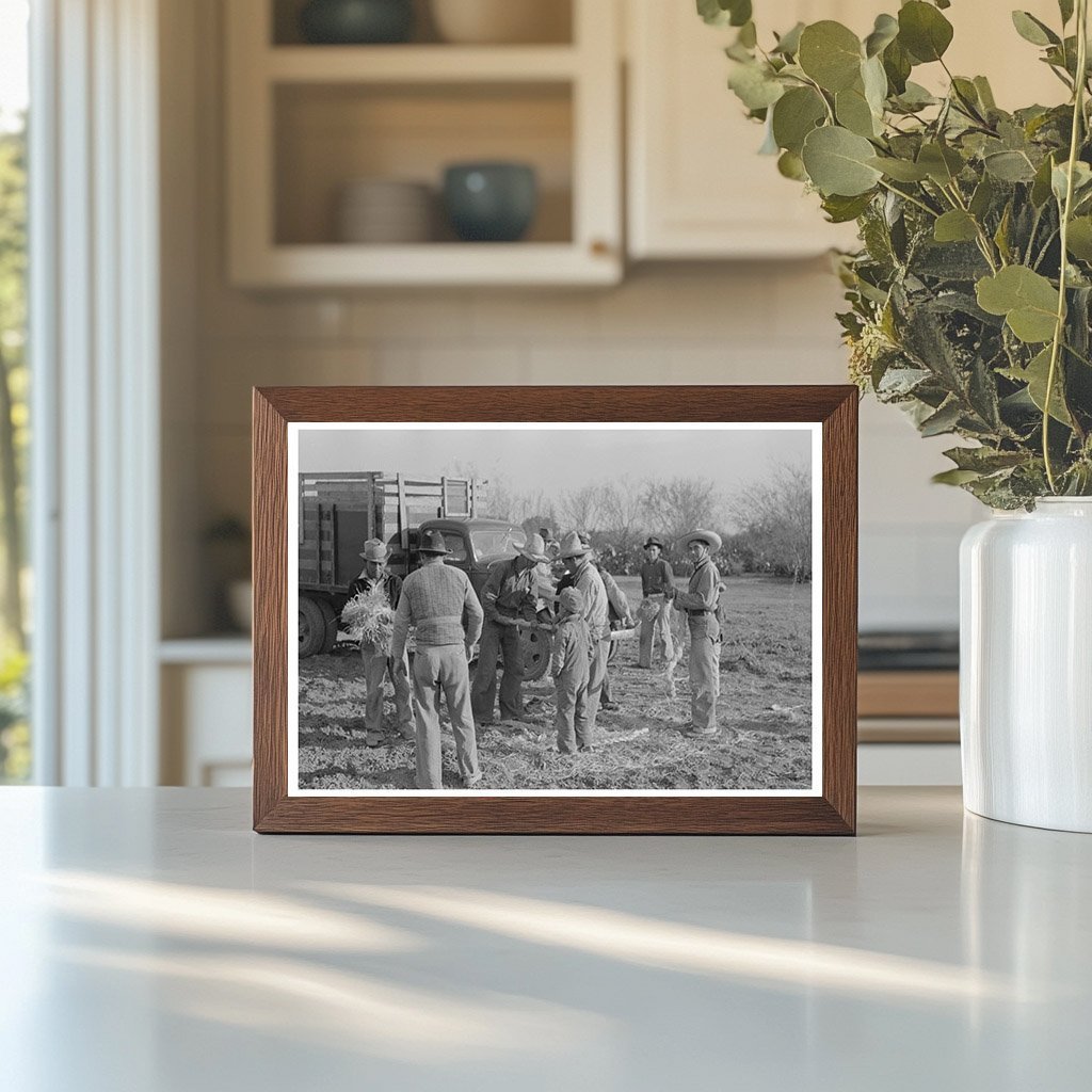 Mexican Laborers Tying Carrots in Santa Maria Texas 1939 - Available at KNOWOL