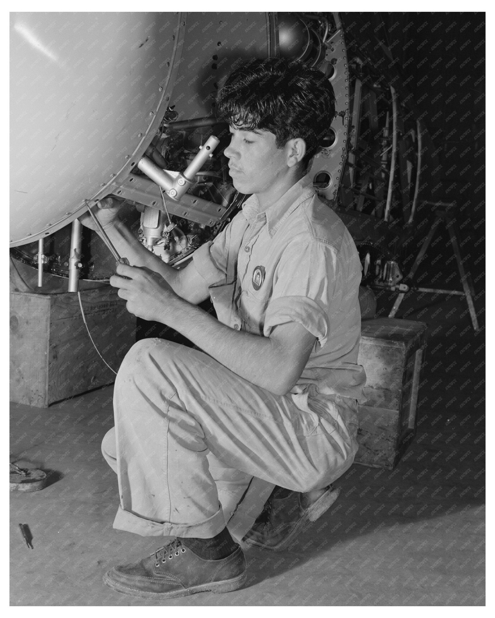 Mexican Worker at Naval Air Base Corpus Christi 1942 - Available at KNOWOL