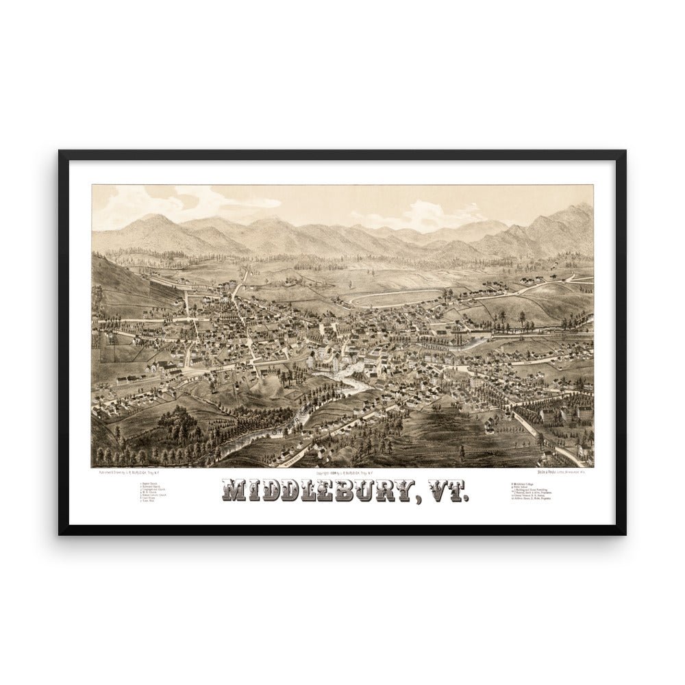 Middlebury, VT 1886 Framed Print - Available at KNOWOL