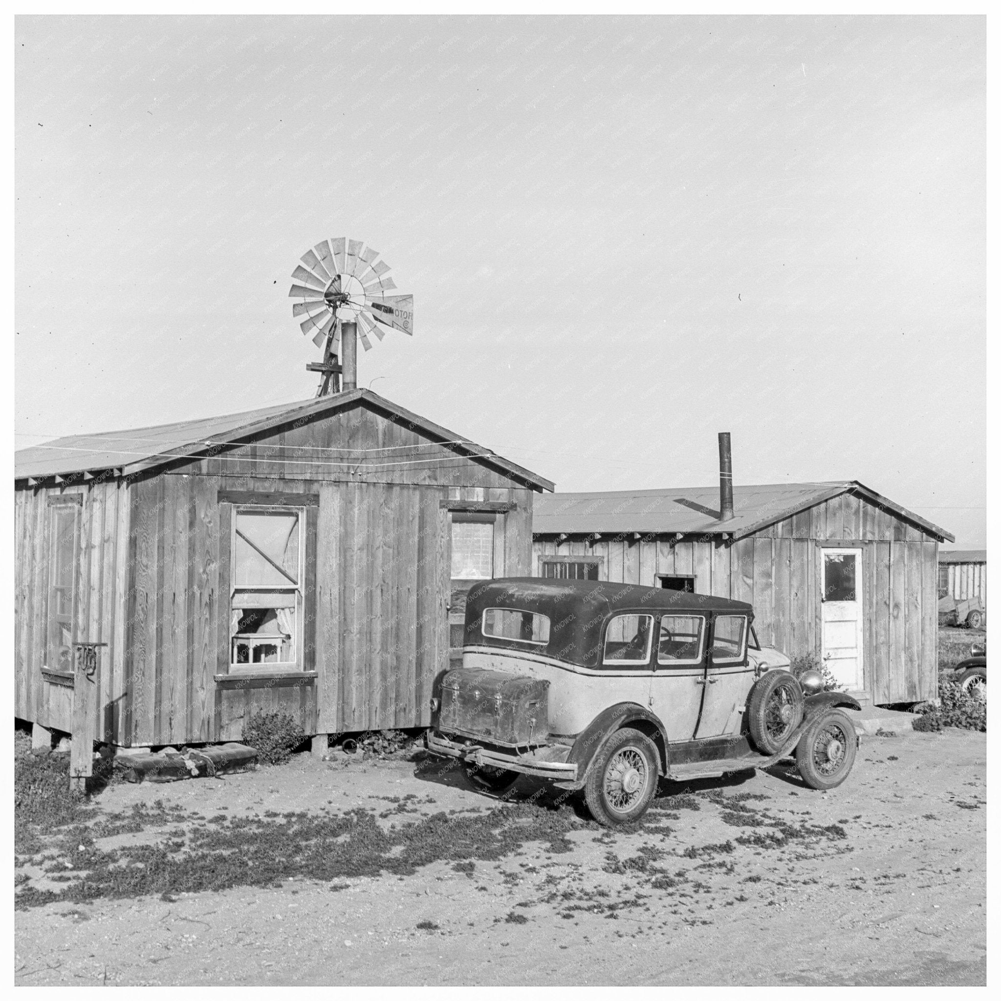 Migrant Auto Camp Cabins for Rent California 1939 - Available at KNOWOL