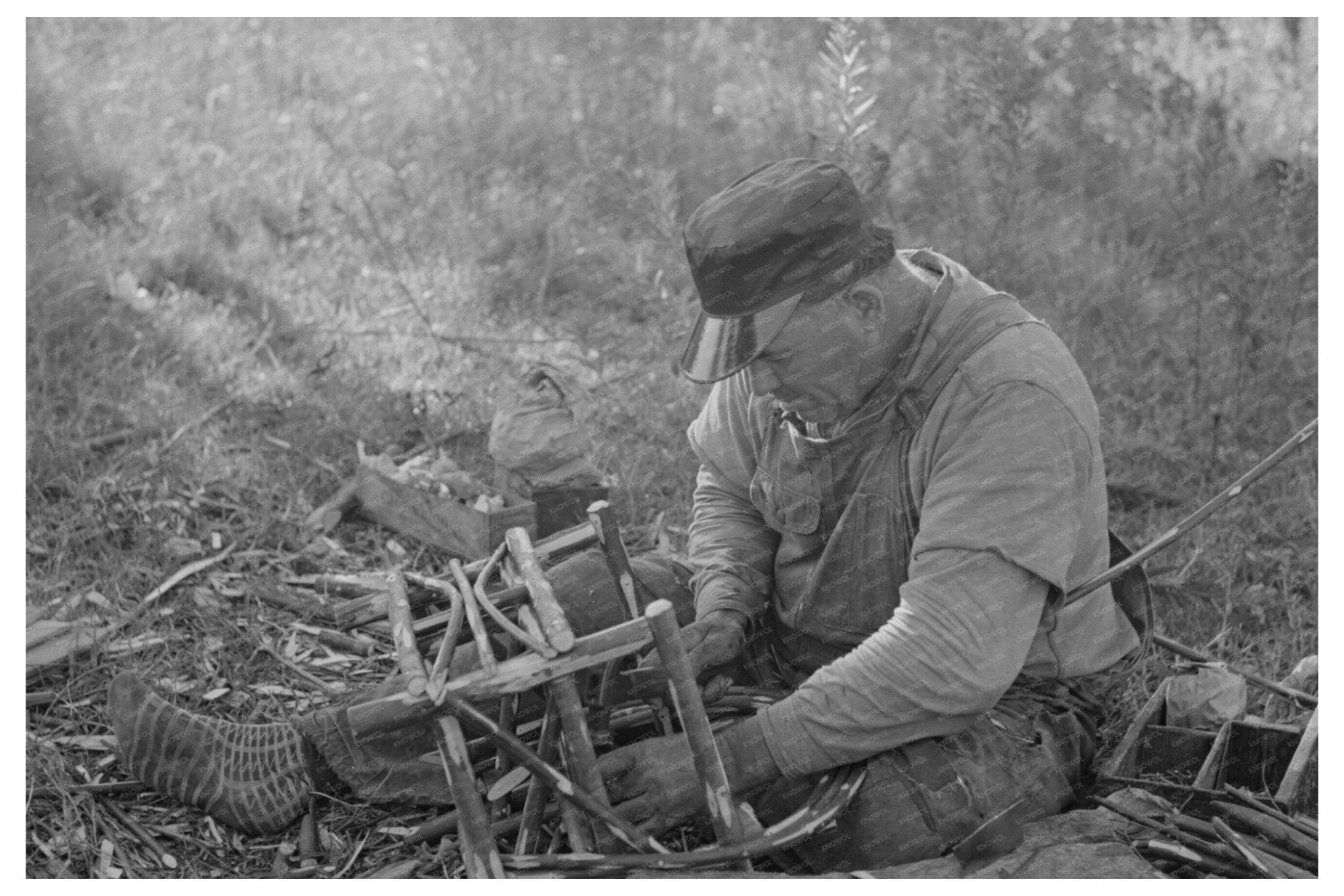 Migrant Cane Chair Maker in Louisiana October 1938 - Available at KNOWOL