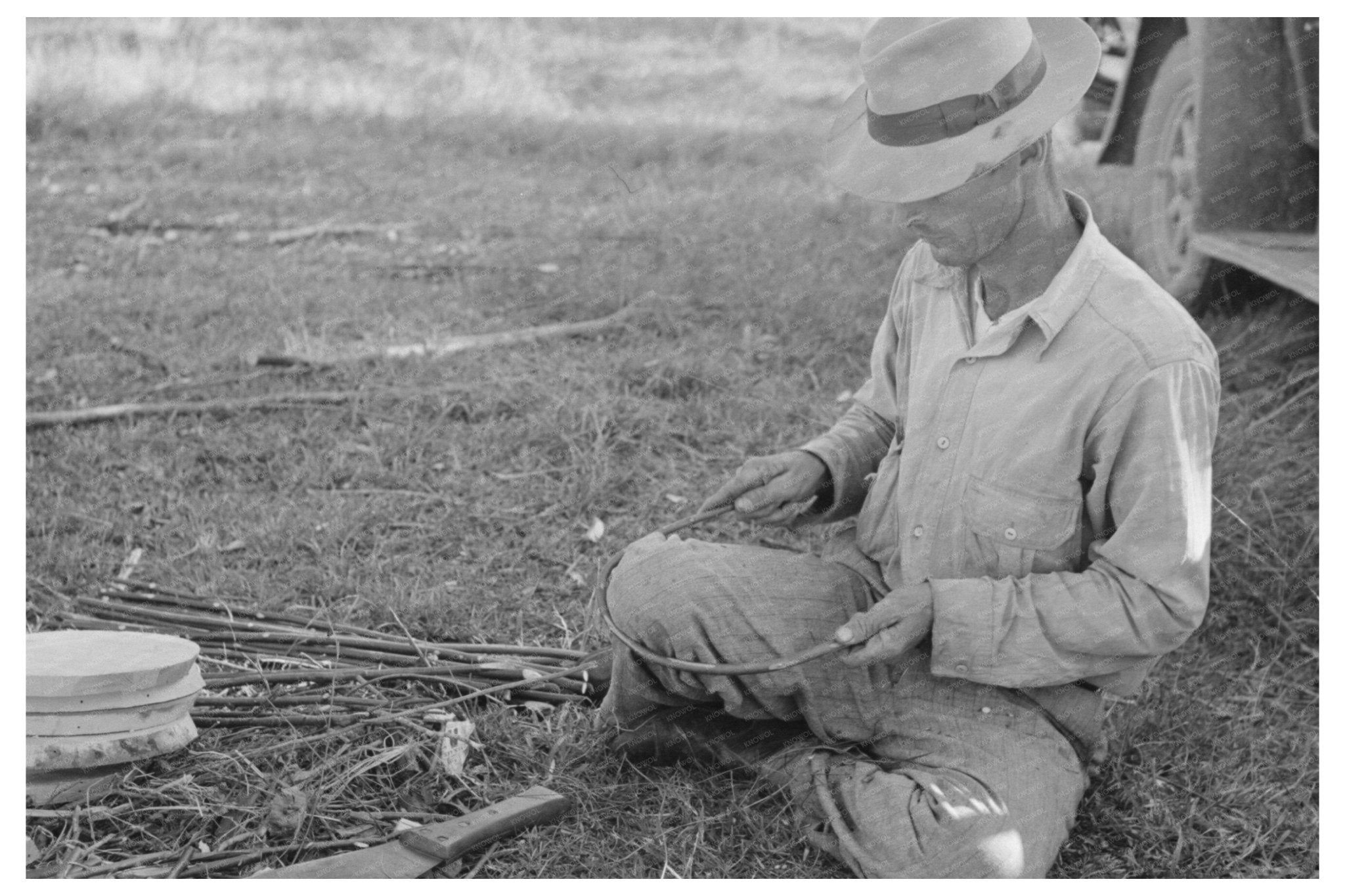 Migrant Cane Chair Maker Louisiana 1938 - Available at KNOWOL