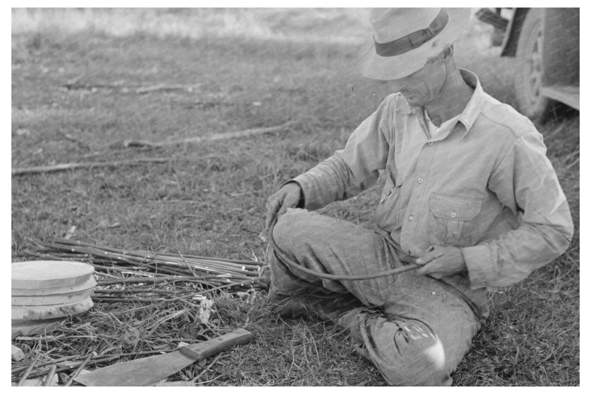 Migrant Cane Chair Maker Louisiana October 1938 - Available at KNOWOL