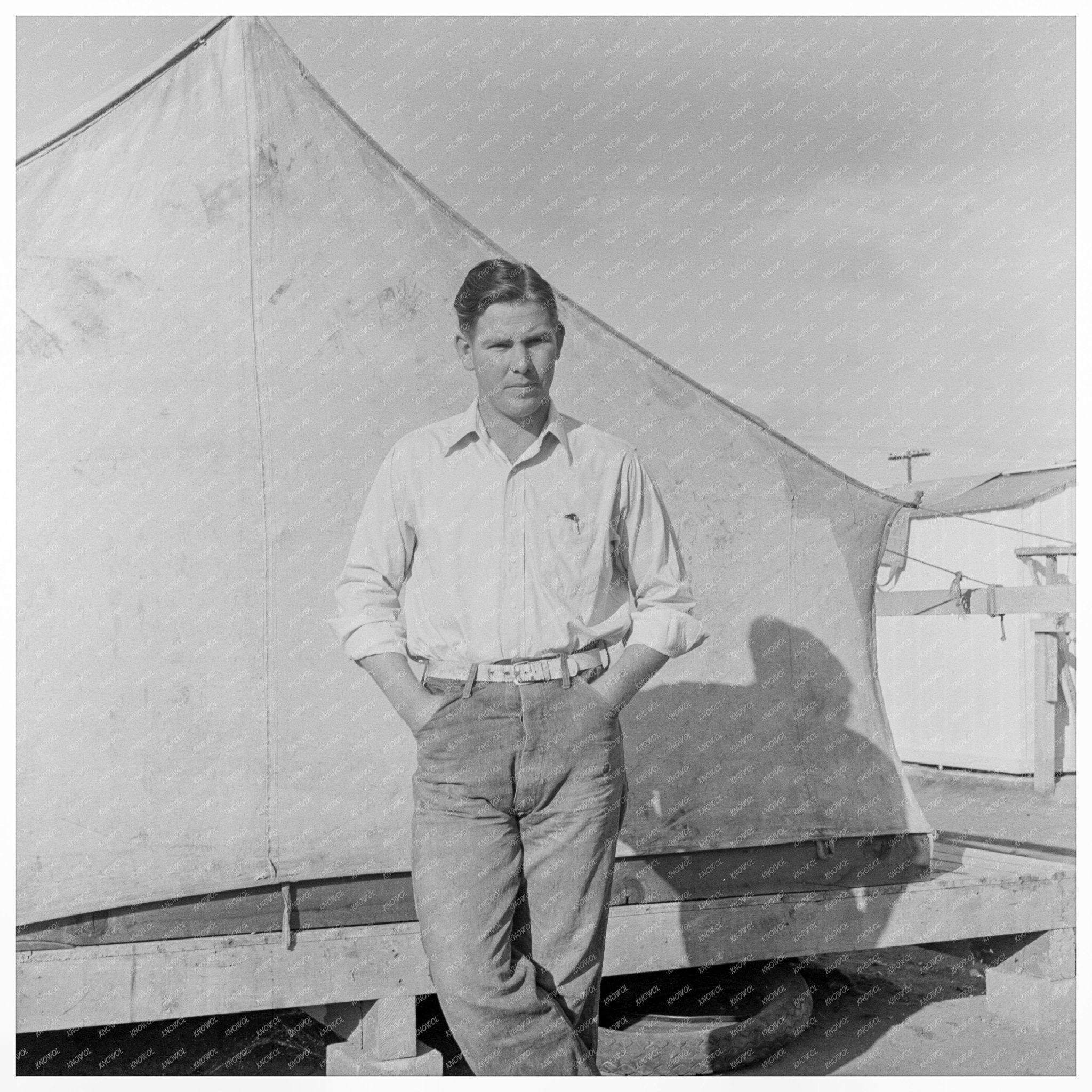 Migrant Child in Tent at Shafter Camp California 1938 - Available at KNOWOL