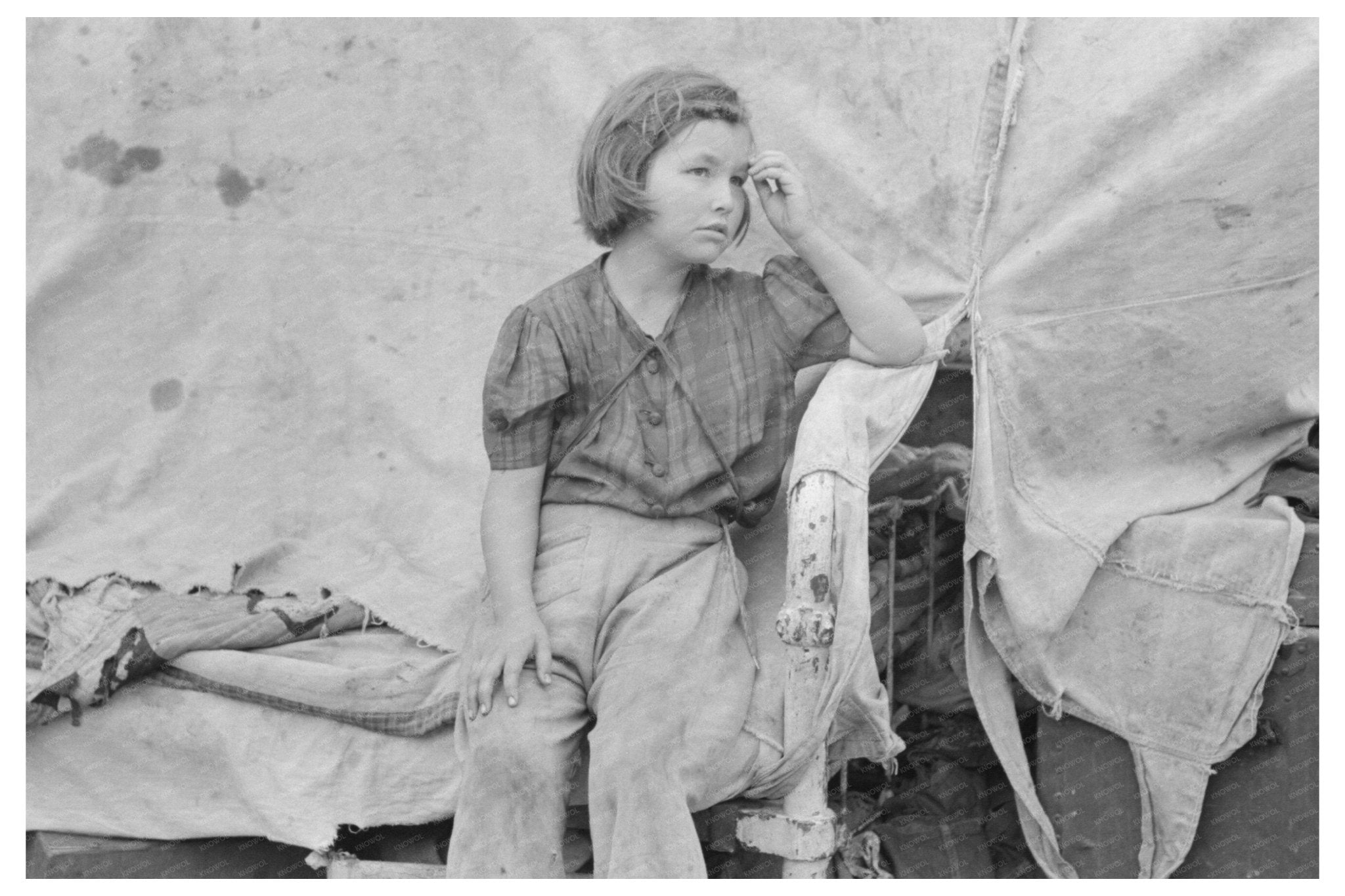 Migrant Child in Tent Home Harlingen Texas 1939 - Available at KNOWOL