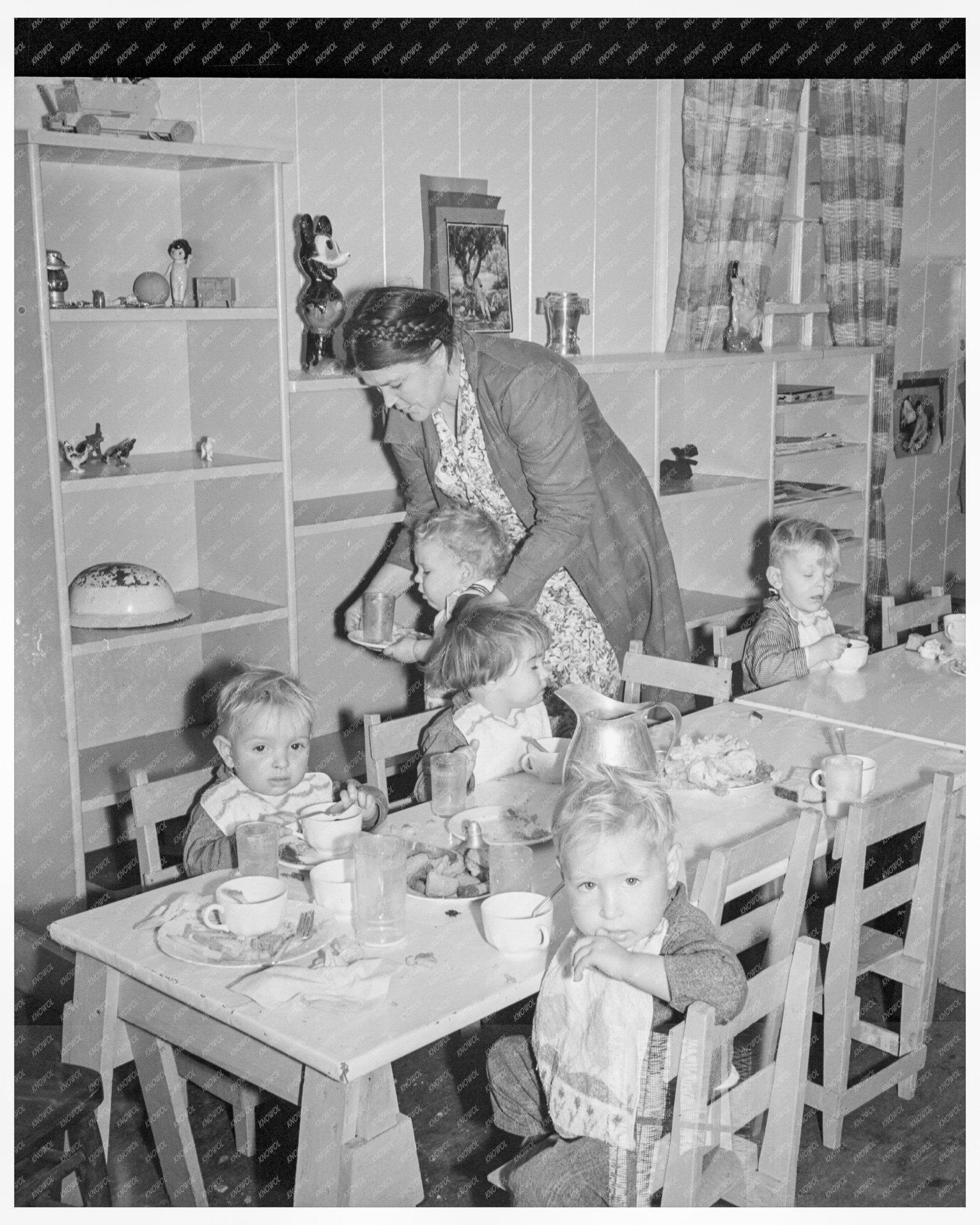 Migrant Children Lunchtime at Shafter Camp Kern County California February 1939 - Available at KNOWOL