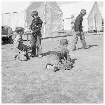 Migrant Children Playing Marbles California 1939 - Available at KNOWOL