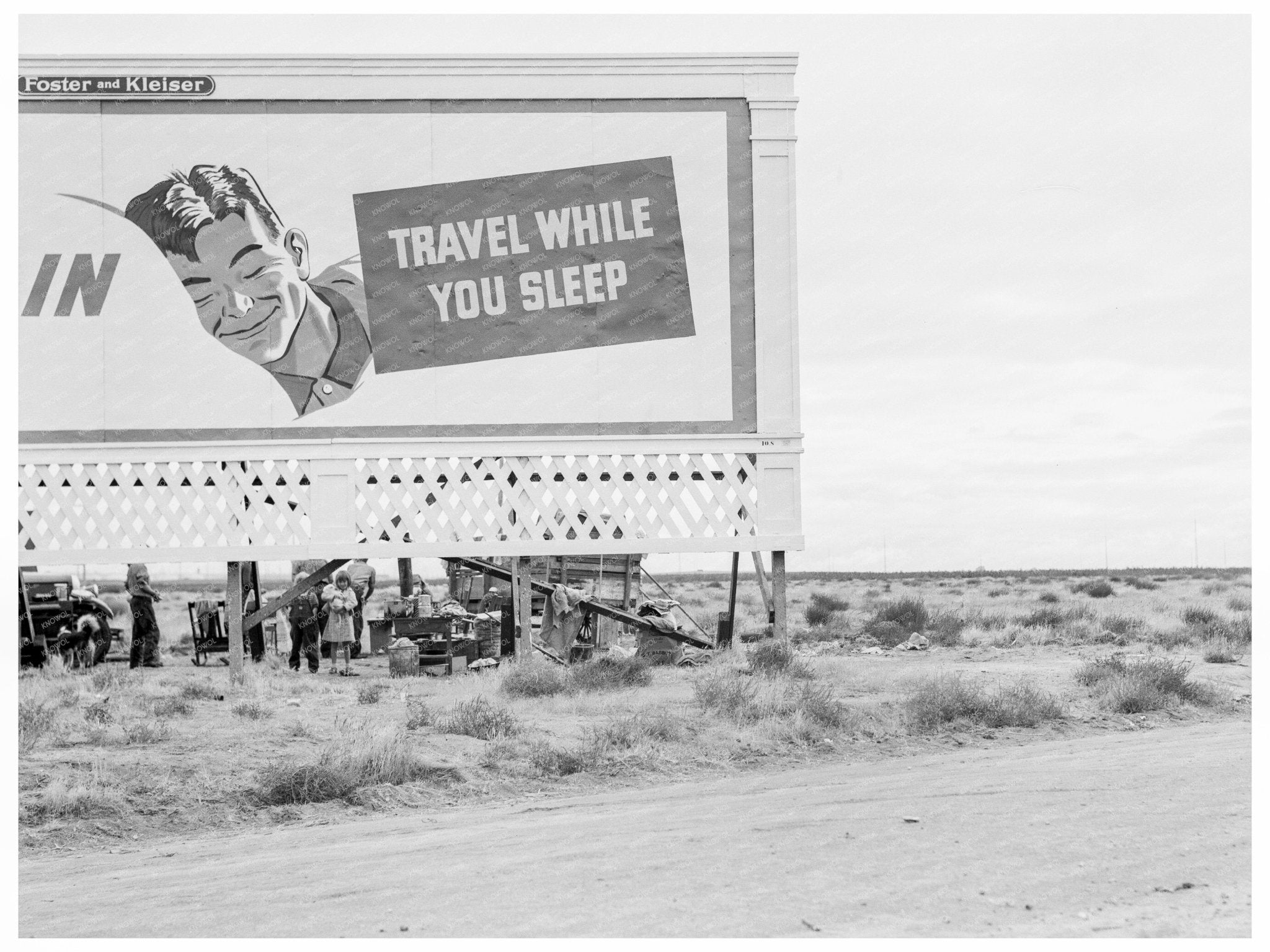 Migrant Families Camped Behind Billboard Kern County 1938 - Available at KNOWOL