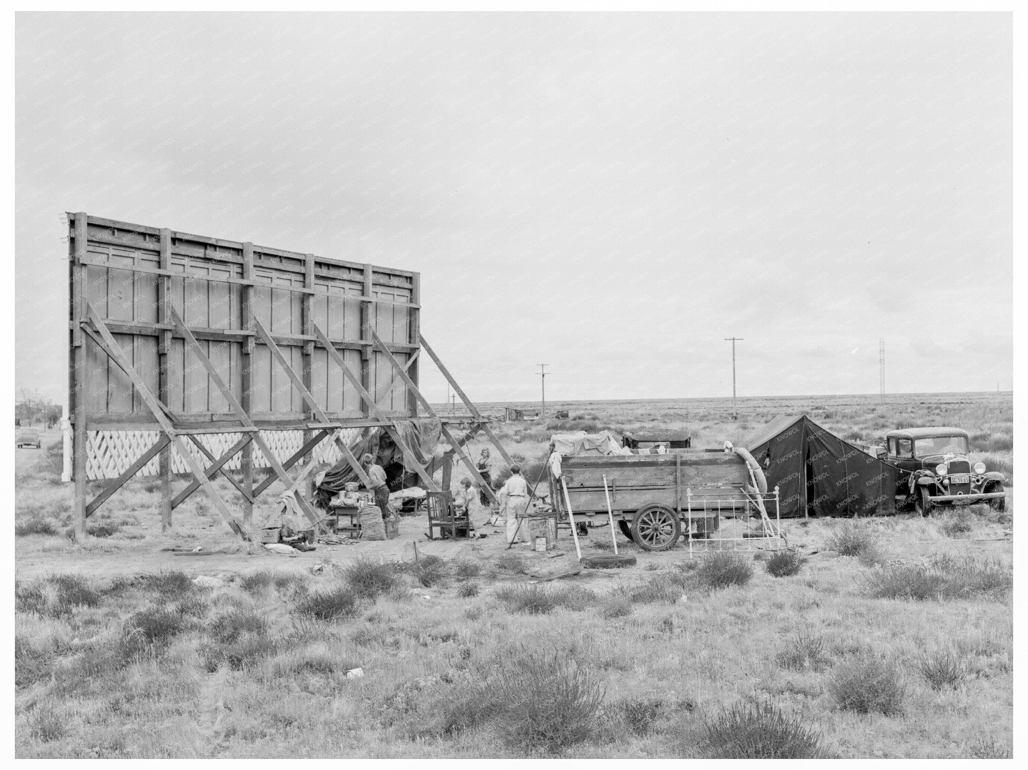 Migrant Families Camping on U.S. 99 California 1938 - Available at KNOWOL