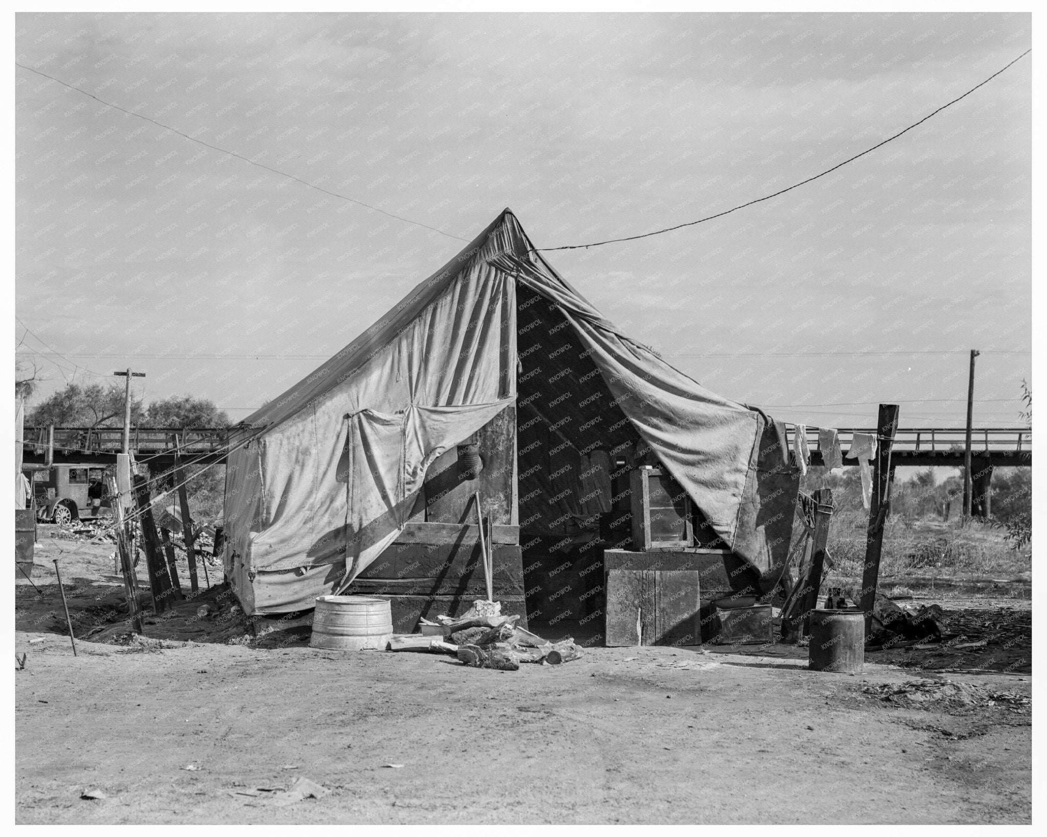 Migrant Family Home in Tulare County California 1936 - Available at KNOWOL