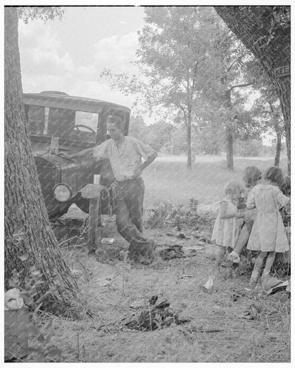 Migrant Family of Six by Texas Road August 1936 Struggling with Poverty - Available at KNOWOL