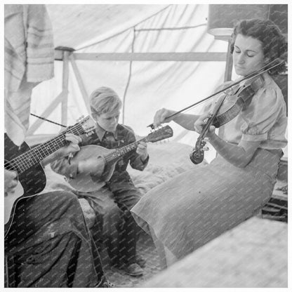 Migrant Family Playing Music in California 1939 - Available at KNOWOL