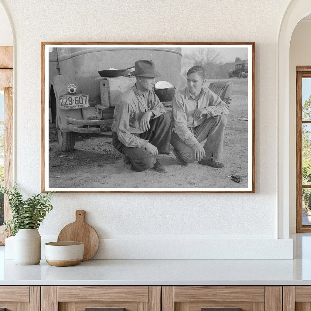 Migrant Father and Son in Edinburg Texas 1939 - Available at KNOWOL