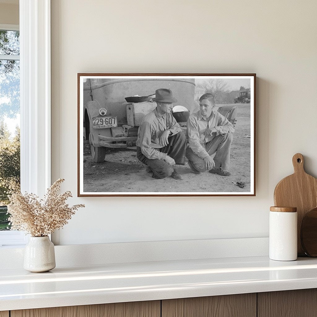 Migrant Father and Son in Edinburg Texas 1939 - Available at KNOWOL