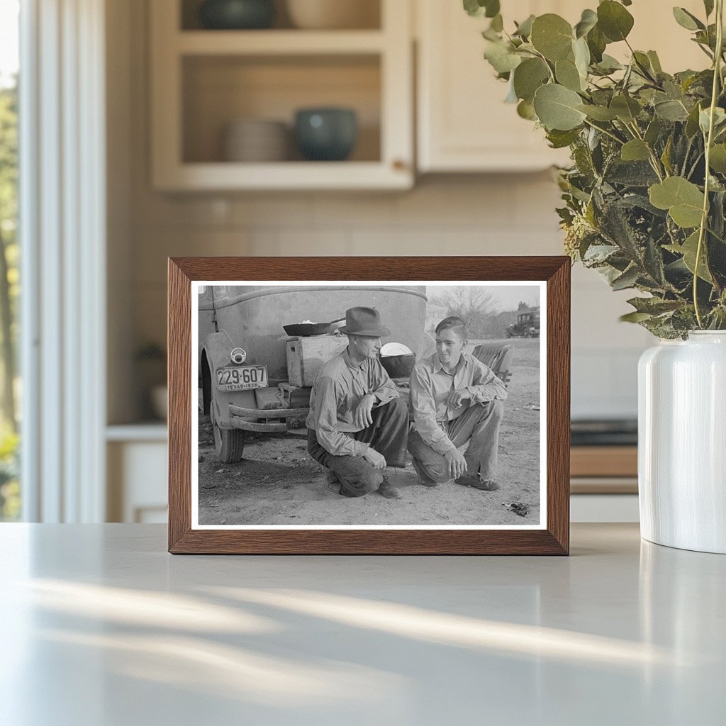 Migrant Father and Son in Edinburg Texas 1939 - Available at KNOWOL