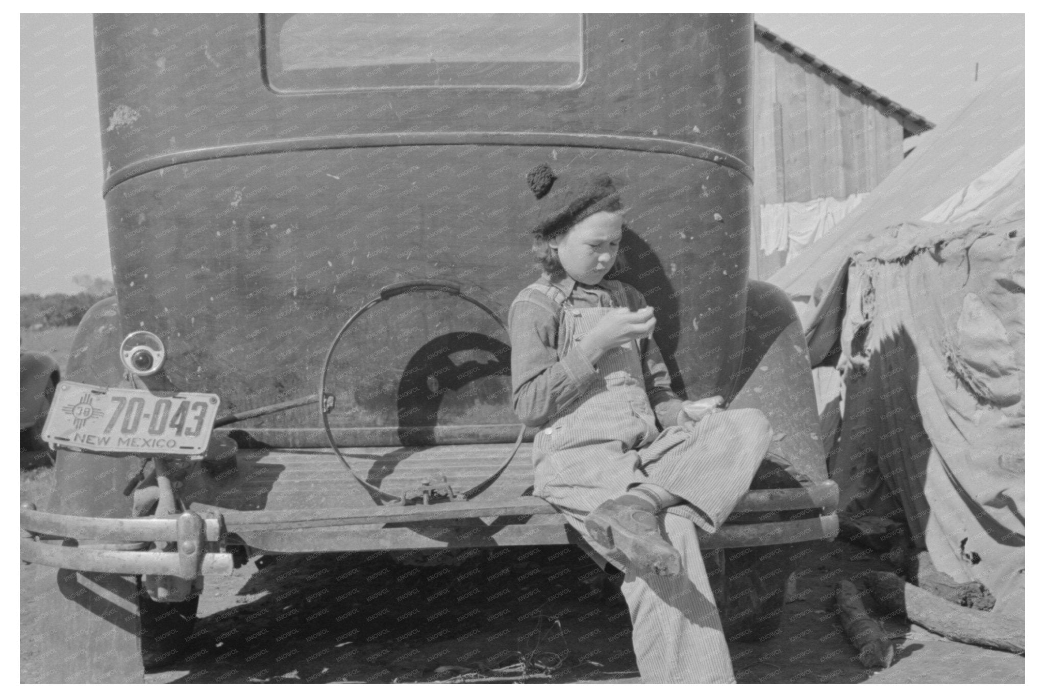 Migrant Girl in Car Weslaco Texas February 1939 - Available at KNOWOL