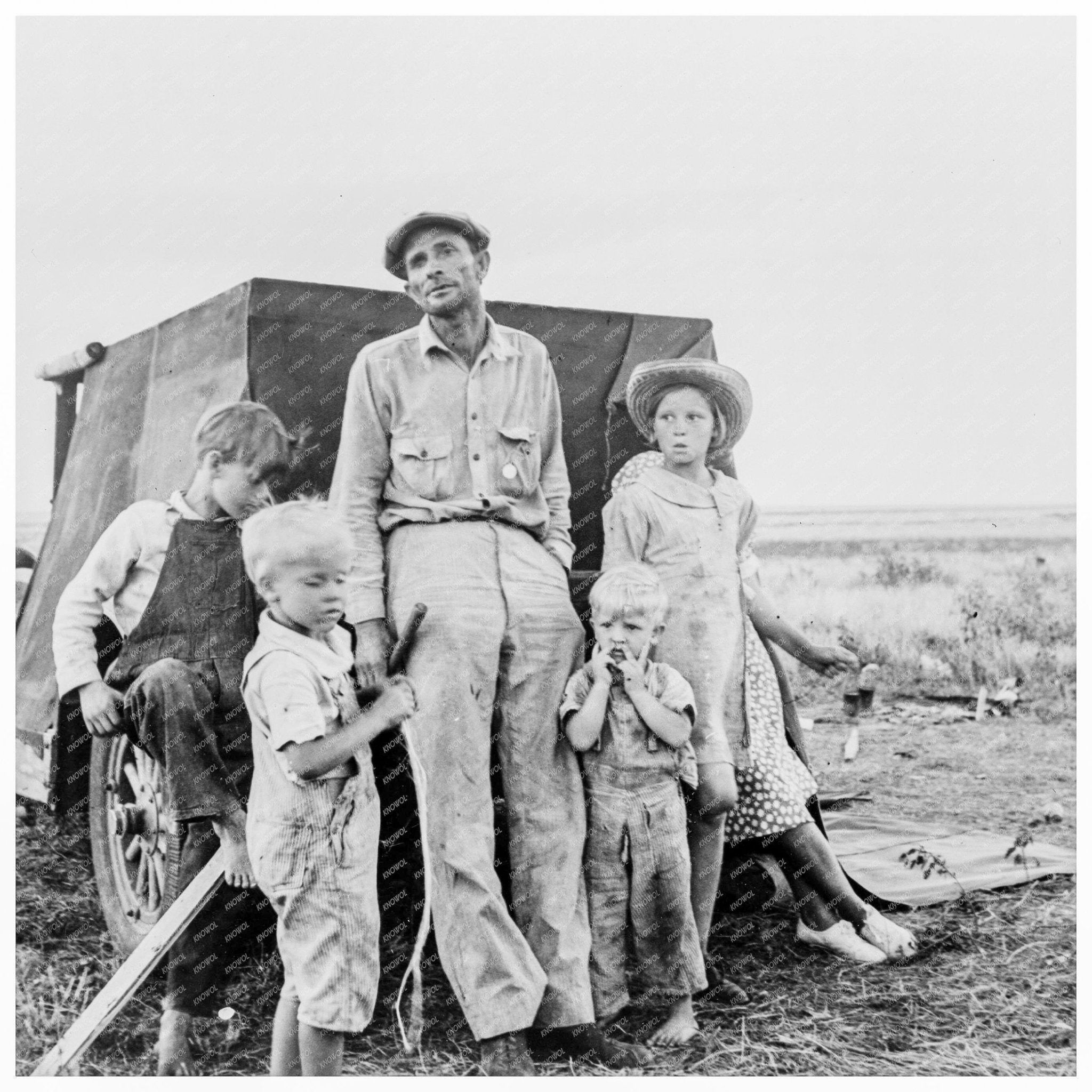 Migrant Laborer Family Camping in Perryton Texas 1938 - Available at KNOWOL