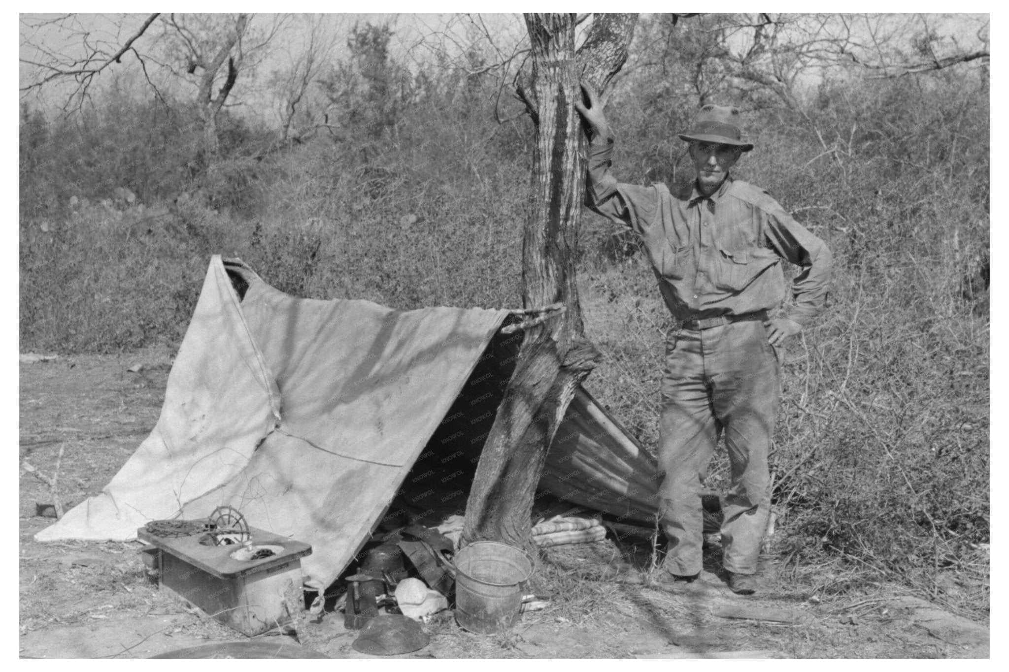 Migrant Man in Texas Camp February 1939 - Available at KNOWOL