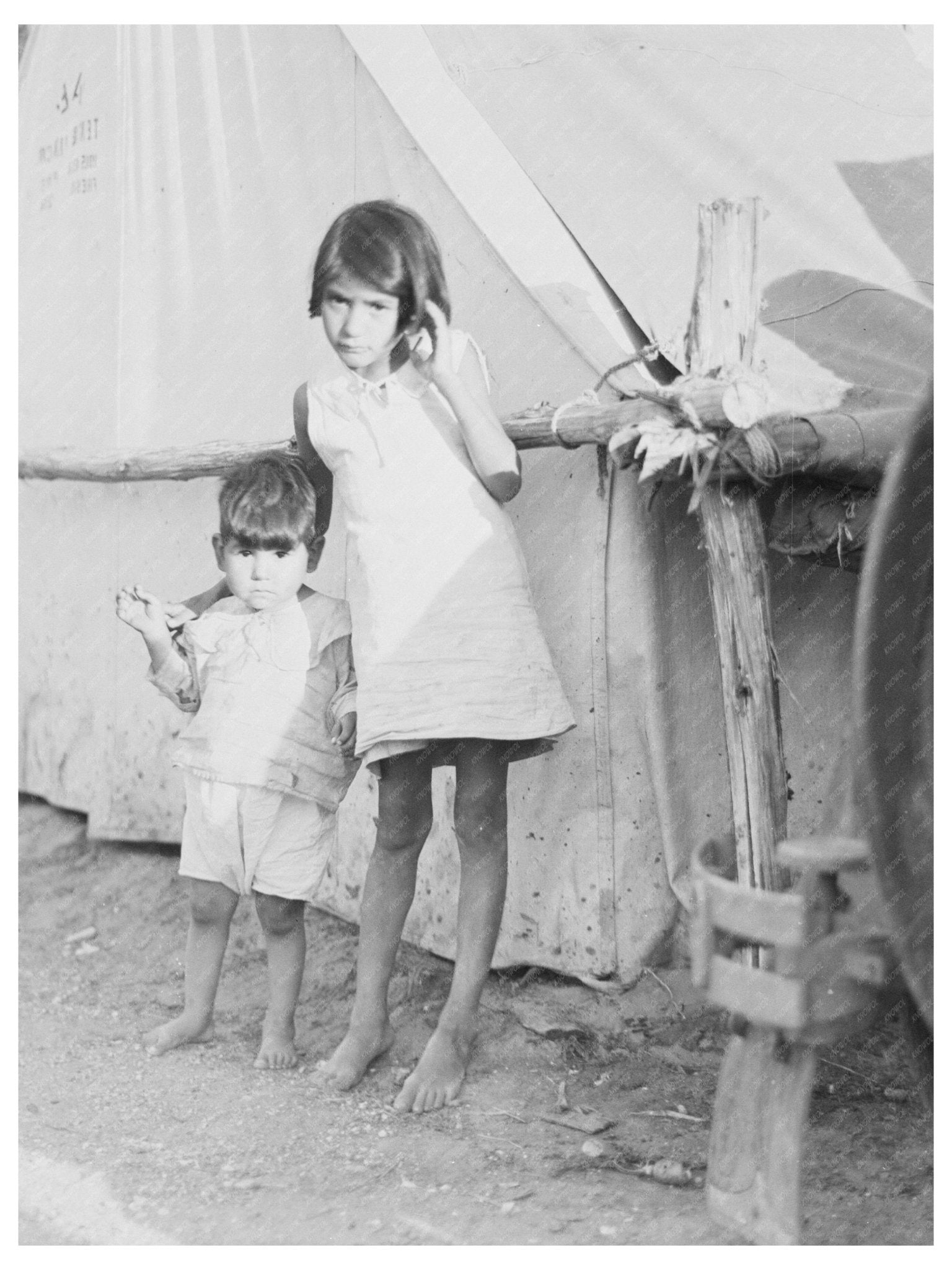 Migrant Mexican Children in Nipomo Pea Harvest Camp, 1935 - Available at KNOWOL