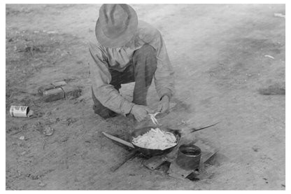 Migrant Worker Cooking Over Campfire Edinburg Texas 1939 - Available at KNOWOL