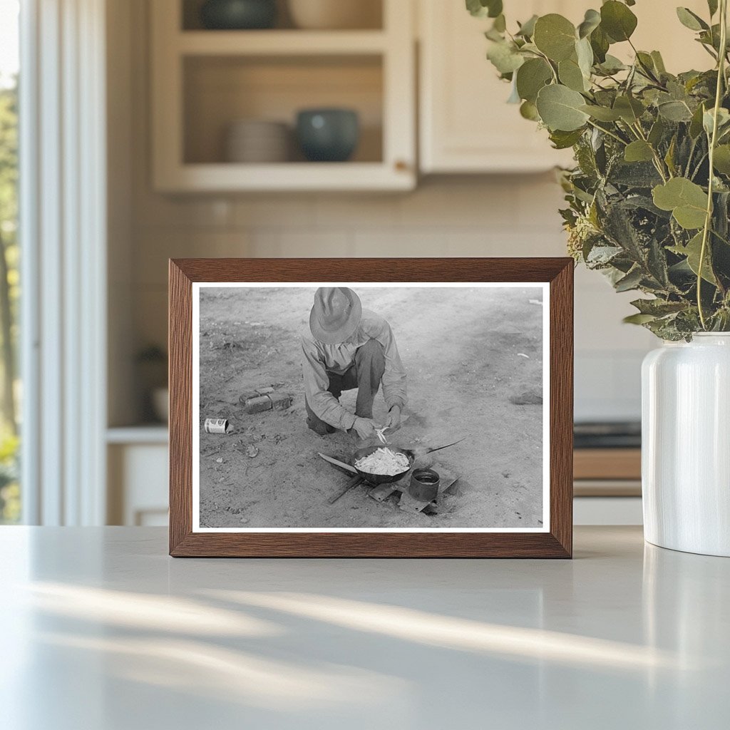 Migrant Worker Cooking Over Campfire Edinburg Texas 1939 - Available at KNOWOL