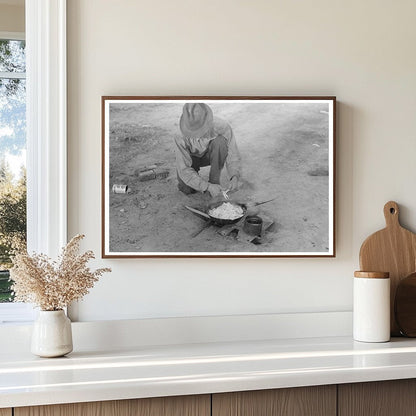 Migrant Worker Cooking Over Campfire Edinburg Texas 1939 - Available at KNOWOL