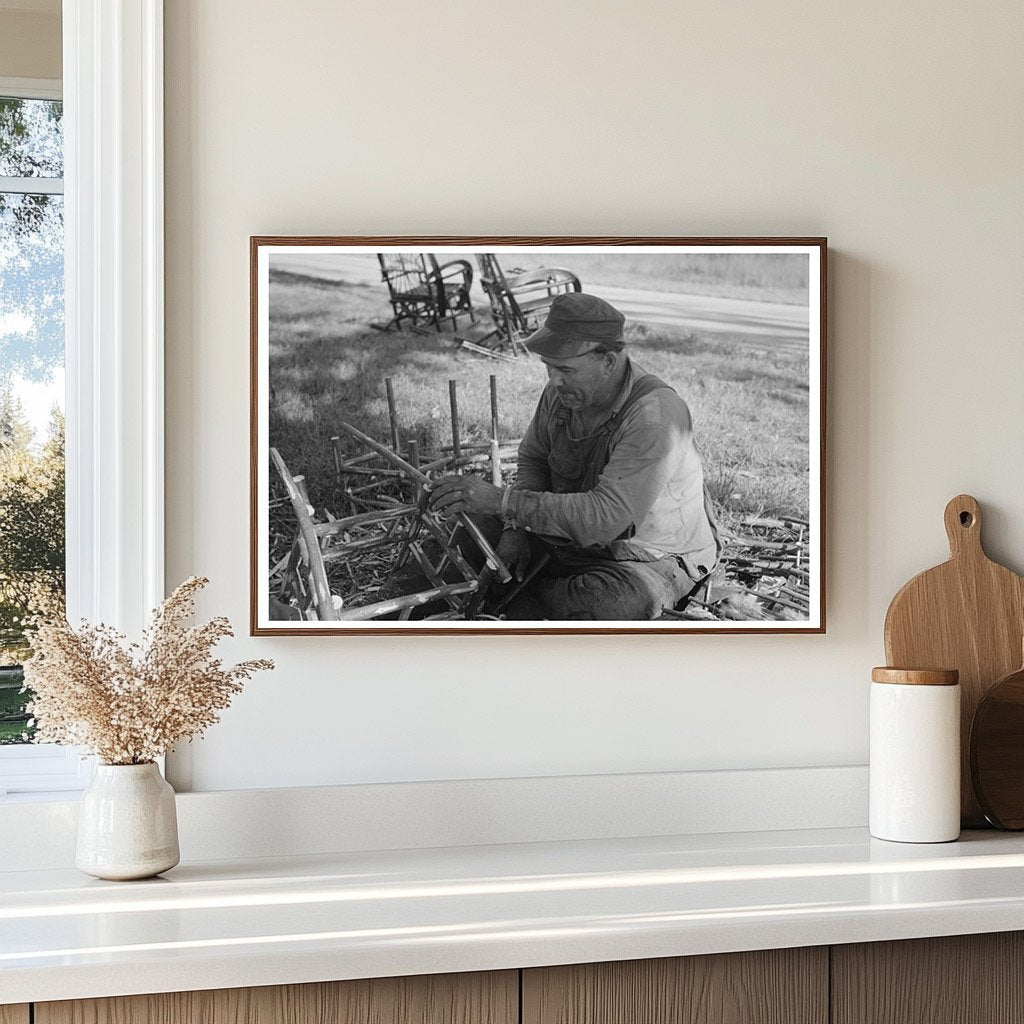 Migrant Worker Crafting Cane Chairs Louisiana 1938 - Available at KNOWOL