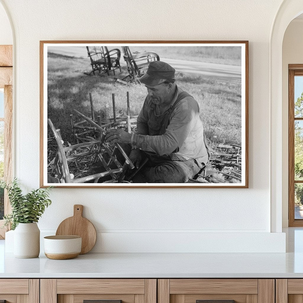 Migrant Worker Crafting Cane Chairs Louisiana 1938 - Available at KNOWOL