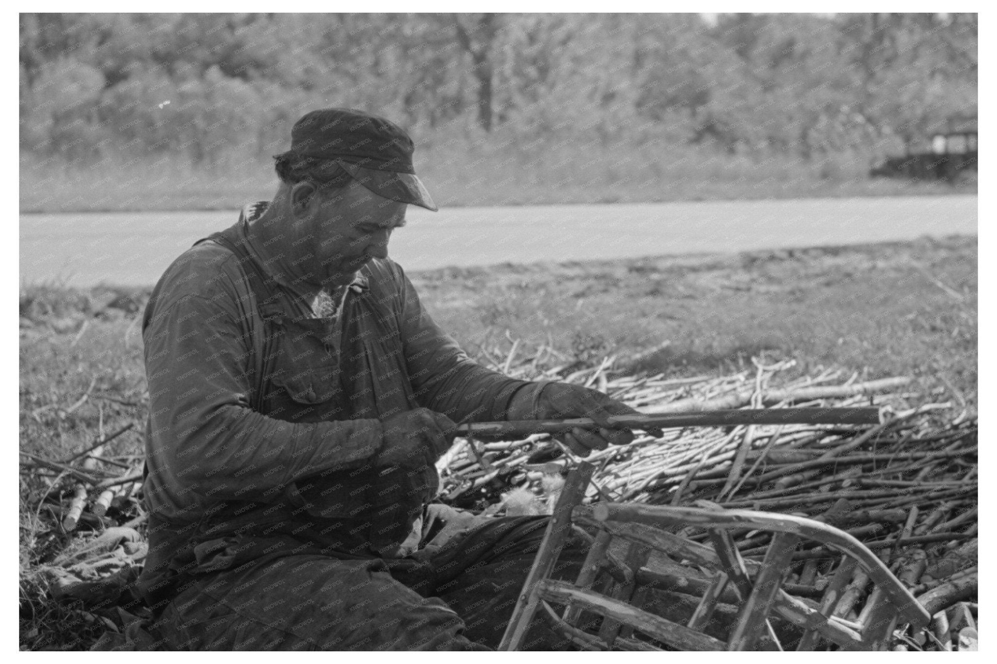 Migrant Worker Making Cane Chairs Paradis Louisiana 1938 - Available at KNOWOL